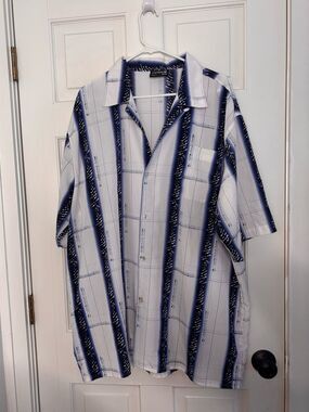 Vintage Y2K South Pole XXL Blue White Graphic Button-Up